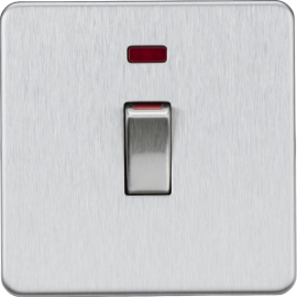 Knightsbridge 45A 1G DP switch with neon  brushed chrome