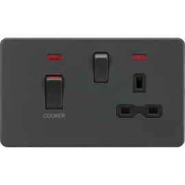 Knightsbridge 45A DP Switch and 13A switched socket with dual USB charger anthracite SFR83UMAT