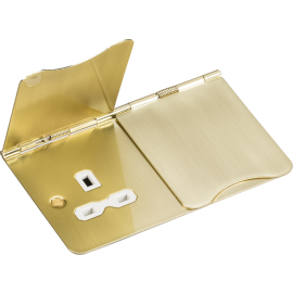 Knightsbridge 13A 2G Unswitched Floor Socket - Brushed Brass with White Insert FPR9UBBW