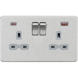 Knightsbridge 13A 2G DP Switched Socket with Dual USB A+C [45W FASTCHARGE] SFR9945BCG