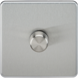 SCREWLESS 1G 2 WAY 40-400W Dimmer Switch BRUSHED Chrome CLASSIC Plate