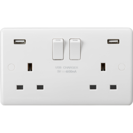 Knightsbridge 13A 2G DP Switched Socket with Dual USB A+A (5V DC 4.8A shared) CU9948