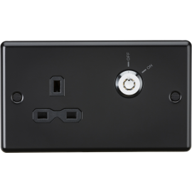 Knightsbridge 13A DP Key Lockable Socket (2G Plate) - Matt Black with Black Insert CL9LOCKMB