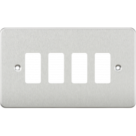 Flat plate 4G grid faceplate - brushed chrome