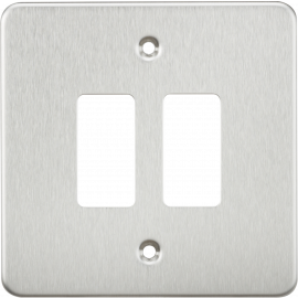 Knightsbridge 2G Grid Faceplate - Rounded Edge Brushed Chrome GDCL2BC