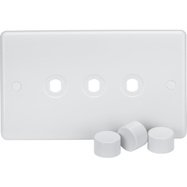 Knightsbridge 3G Dimmer Plate with Matching Dimmer Caps CU3DIM