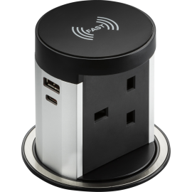 Knightsbridge 13A Pop up Socket with 10W Wireless Charger and Dual USB SK0016