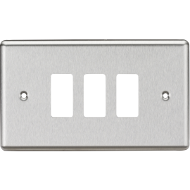 Knightsbridge 3G Grid Faceplate - Rounded Edge Brushed Chrome GDCL3BC