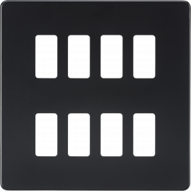 Screwless 8G grid faceplate - matt black GDSF008MB