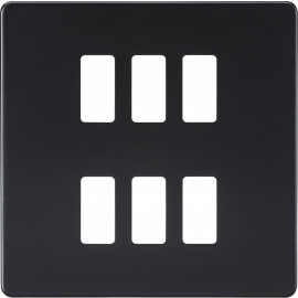 Screwless 6G grid faceplate - matt black GDSF006MB