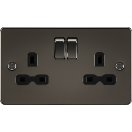 Knightsbridge 13A 2G DP Switched Socket with Twin Earths Gunmetal with Black Insert FPR9000GM