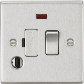 Knightsbridge 13A Switched Fused Spur Unit with Neon & Flex Outlet - Brushed Chrome CS63FBC