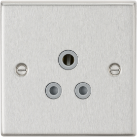 Knightsbridge 5A Unswitched Socket - Brushed Chrome with Grey Insert CS5ABCG