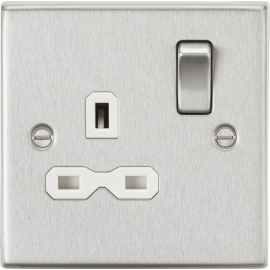Knightsbridge 13A 1G DP Switched Socket - Brushed Chrome with White Insert CS7BCW