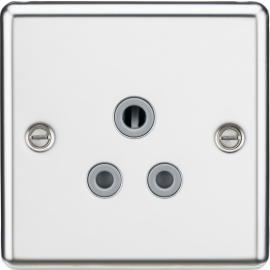 Knightsbridge 5A Unswitched Socket - Rounded Edge Polished Chrome Finish with Grey Insert CL5APCG