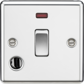 Knightsbridge 20A 1G DP Switch with Neon & Flex Outlet - Polished Chrome CL834FPC