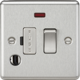 Knightsbridge 13A Switched Fused Spur Unit with Neon & Flex Outlet - Brushed Chrome CL63FBC
