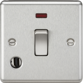 Knightsbridge 20A 1G DP Switch with Neon & Flex Outlet - Brushed Chrome CL834FBC