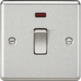 Knightsbridge 20A 1G DP Switch with Neon - Brushed Chrome CL834NBC