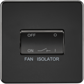 Screwless 10AX 3 pole Fan Isolator Switch - Matt Black