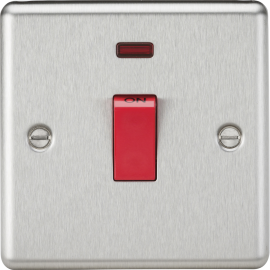 Knightsbridge 45A DP Switch with Neon (1G size) - Brushed Chrome CL81NBC