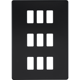 Screwless 9G grid faceplate - matt black GDSF009MB