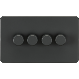 Screwless 4G 2-way 10-200W (5-150W LED) trailing edge dimmer - Anthracite