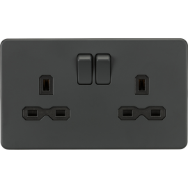 Screwless 13A 2G DP switched socket Anthracite SFR9000AT