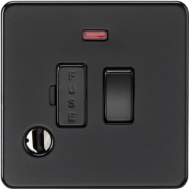 13A Switched Fused Spur with Neon and Flex Outlet - Matt Black