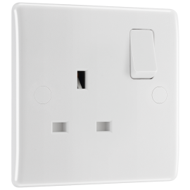 BG 821DP White Rounded Edge 13A 1 Gang Switched Socket