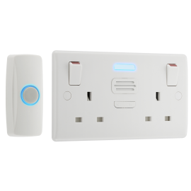 BG 13A 2 Gang Switched Socket with Integrated Door Chime White 822BELL-01