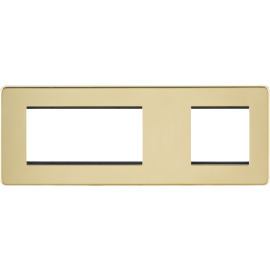 Knightsbridge Screwless 6G Modular Faceplate (2G + 4G) Polished Brass SF6GPB