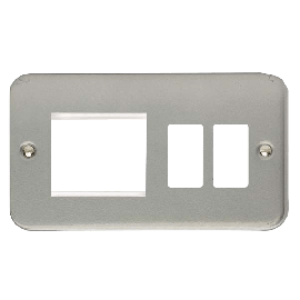 Hotel Accessory Plate - 2 Gang Gridpro Frontplate With Twin New Media Aperture With Back Box (No Knockouts) CL31102B