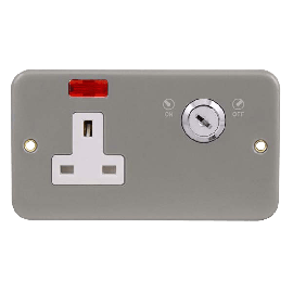 13A 1 Gang DP Key Lockable Socket With Neon (No Knockouts) CL675B