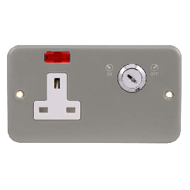 13A 1 Gang DP Key Lockable Socket With Neon CL675