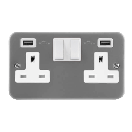 13A 2 Gang Switched Socket With Twin 2.1A Usb Outlets (4.2A) (Twin Earth) CL780