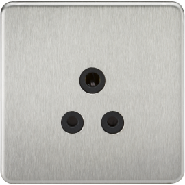Knightsbridge 5A Unswitched Socket - Brushed Chrome with Black Insert SF5ABC