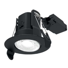All Led Atom Adjustable Carbon Black IP65 CCT Selectable Dimmable Fire Rated Downlight AFD05/A/BK/CCT