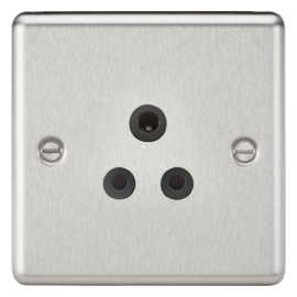 Knightsbridge CL5ABC 5A Unswitched Socket-Rounded Edge Brushed Chrome Finish with Black Insert