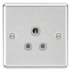 Knightsbridge CL5ABCG 5A Unswitched Socket-Rounded Edge Brushed Chrome Finish with Grey Insert, Silver