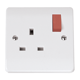 Scolmore 13A 1 Gang DP Switched Socket Outlet With Red Rocker CMA035PWRD