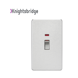 Knightsbridge 45A 2G DP switch with neon  brushed chrome
