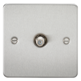Knightsbridge Flat Plate 1G SAT TV Outlet (non-isolated) - Brushed Chrome FP0150BC