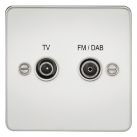 Flat Plate Screened Diplex Outlet (TV & FM DAB)-FP0160PC-Knightsbridge-Polished Chrome