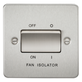 Knightsbridge Flat Plate 10AX 3 Pole Fan Isolator Switch - Brushed Chrome FP1100BC