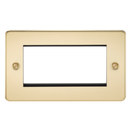 Flat Plate 4G modular faceplate-FP4G-Knightsbridge-Polished Brass