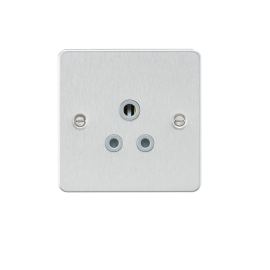Knightsbridge Flat plate 5A unswitched socket - brushed chrome with grey insert FP5ABCG