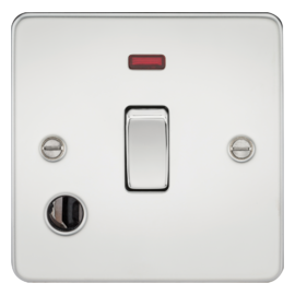 Flat Plate 20A 1G DP switch with neon & flex outlet-FP8341FPC-Knightsbridge-Polished Chrome