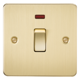 Knightsbridge 20A 1G DP Switch with Neon - Brushed Brass FP8341NBB