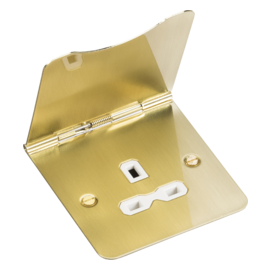 Knightsbridge 13A 1G Unswitched Floor Socket - Brushed Brass with White Insert FPR7UBBW